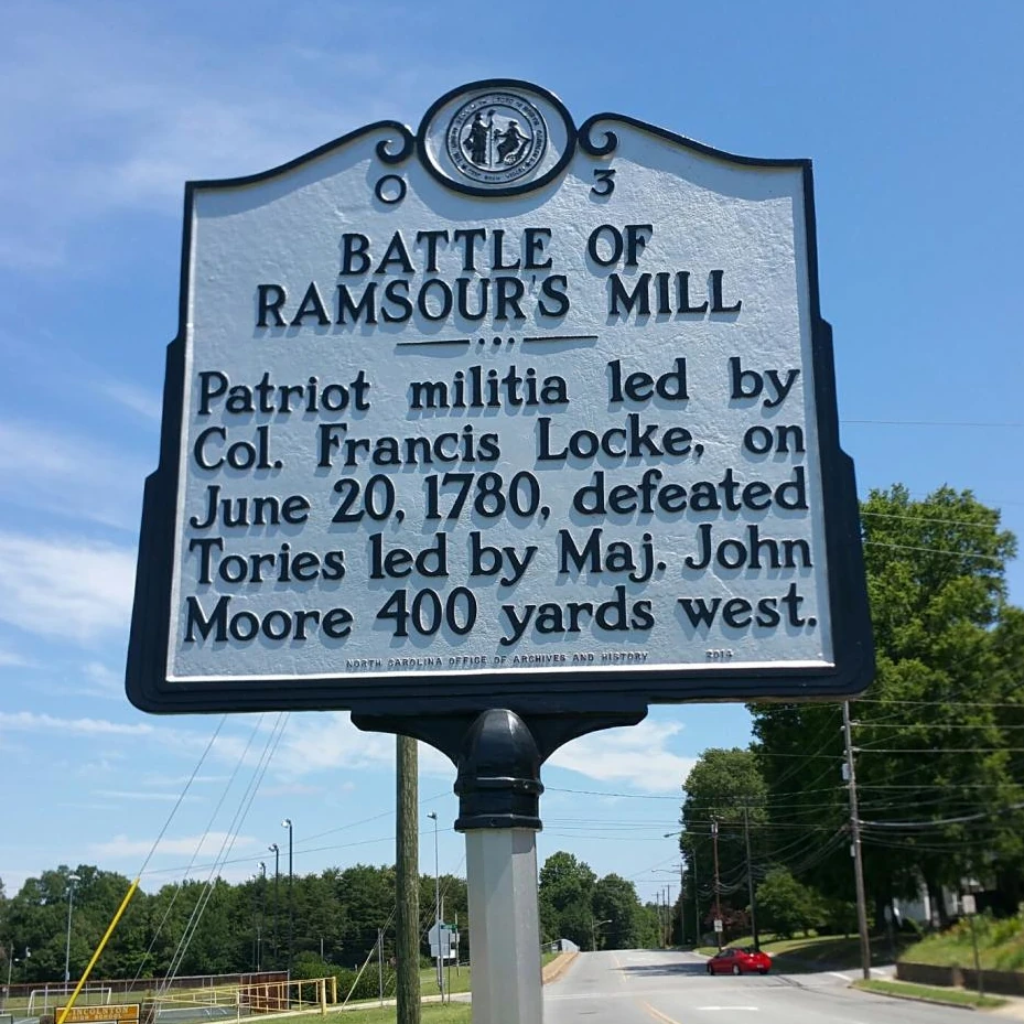 North Carolina historical marker for the Battle of Ramsour's Mill