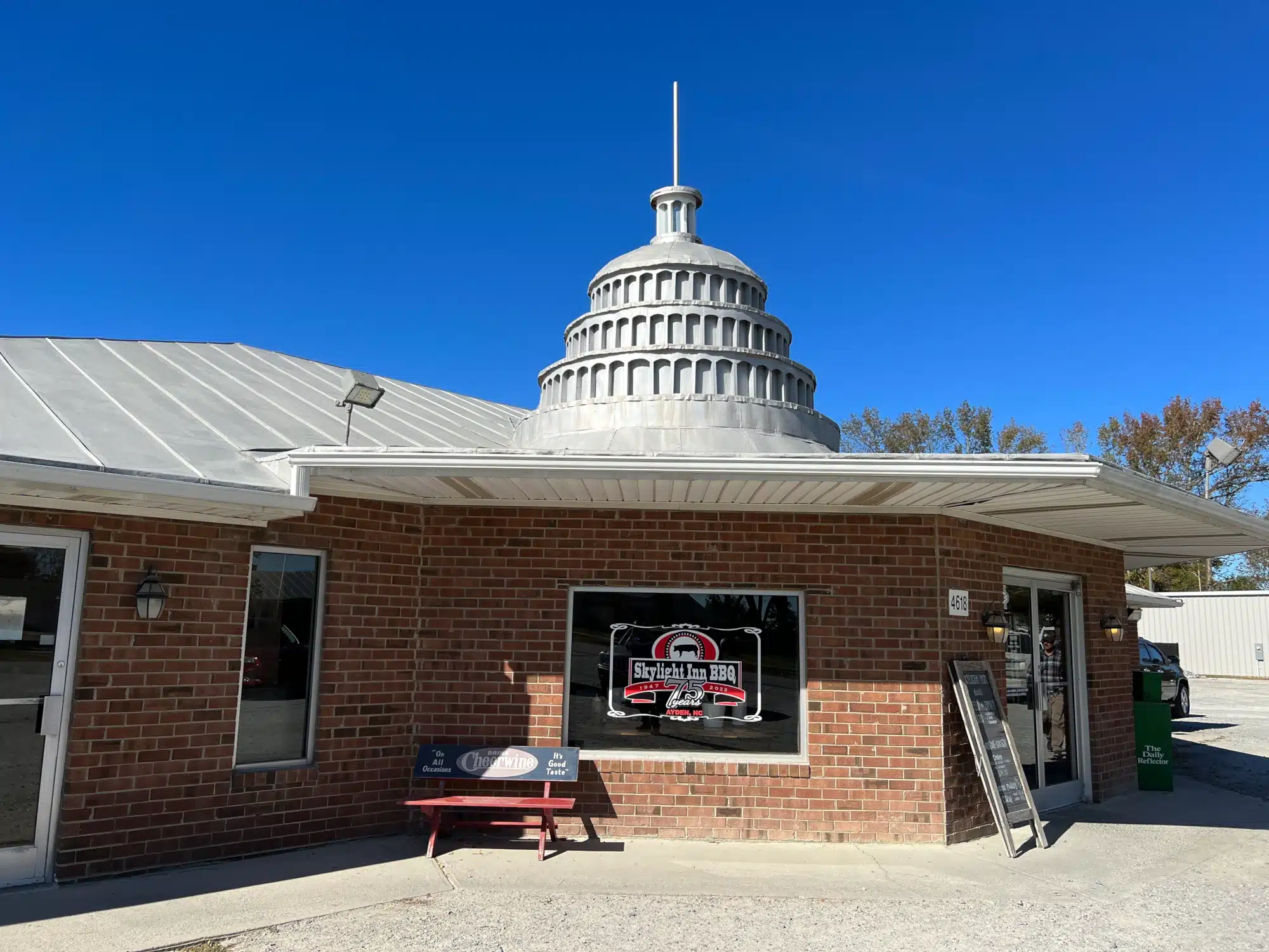 Skylight Inn BBQ in Ayden, North Carolina with its U.S. Capitol top.