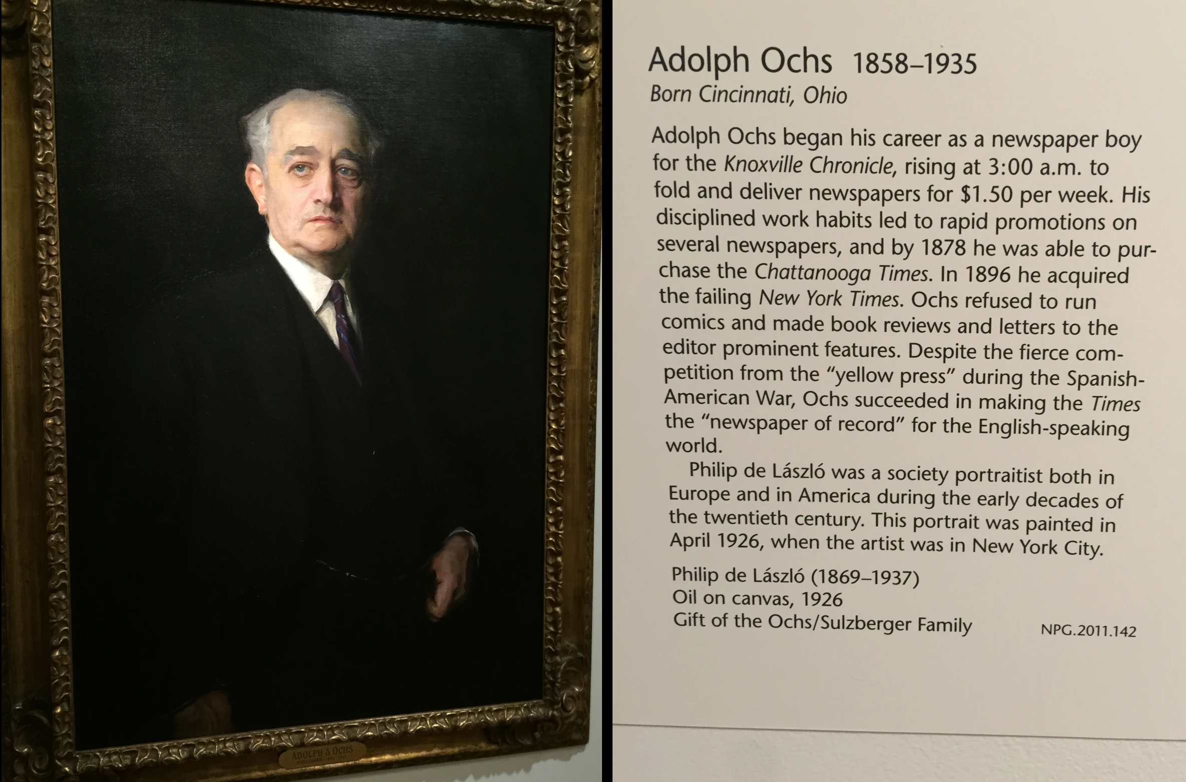 A portrait of Adolph Ochs